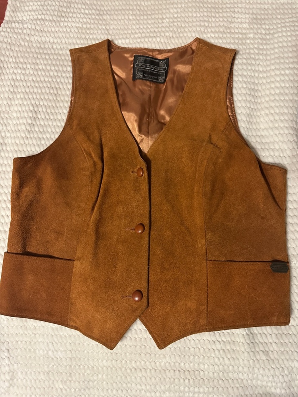 Vintage Ms. PIONEER Suede Vest in Cognac Brown